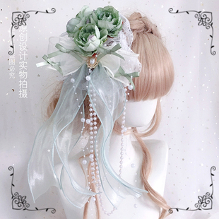 汉服发饰汉洋折衷头饰lolita洛丽塔少女发饰小礼帽古风流苏花朵