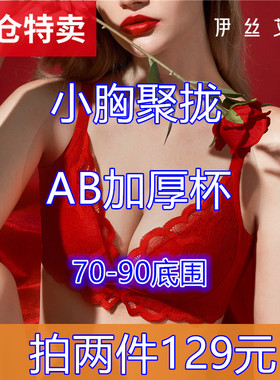 （拍两件129元）70-90码AB杯无钢圈伊丝艾拉文胸断码正品小胸
