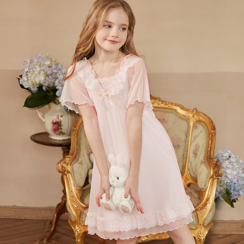 女童夏季冰丝睡裙仙气公主风睡衣