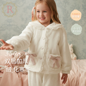 RoseTree儿童睡衣冬加厚女童珊瑚绒法兰绒加绒保暖家居服套装 新款