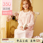 RoseTree儿童睡裙女秋冬款 法兰绒宝宝女童公主睡衣珊瑚绒加厚保暖