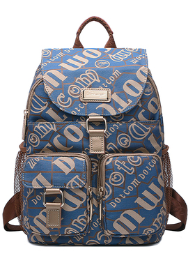 盛装舞步休闲新款时尚韩版潮流帆布配牛皮双肩包女包旅行背包M429