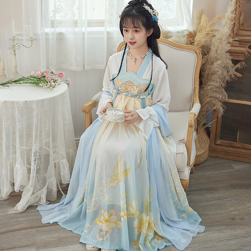 复古原创印染中国风绣花连体裙日常女学生汉服古代超仙春夏秋装