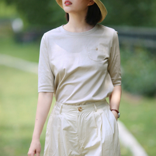 游设原创百搭圆领圆摆匹马棉针织T恤 初见