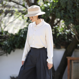 游设原创简约百搭长绒棉针织翻领衬衫 知意