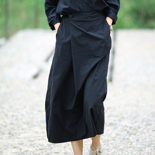 游设原创新中式 写意 斜摆棉半身裙