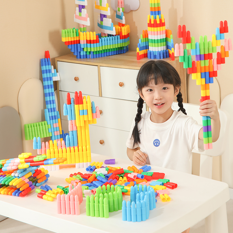 大号火箭子弹头积木塑料2拼插3岁男孩女孩5益智智力拼装6儿童玩具