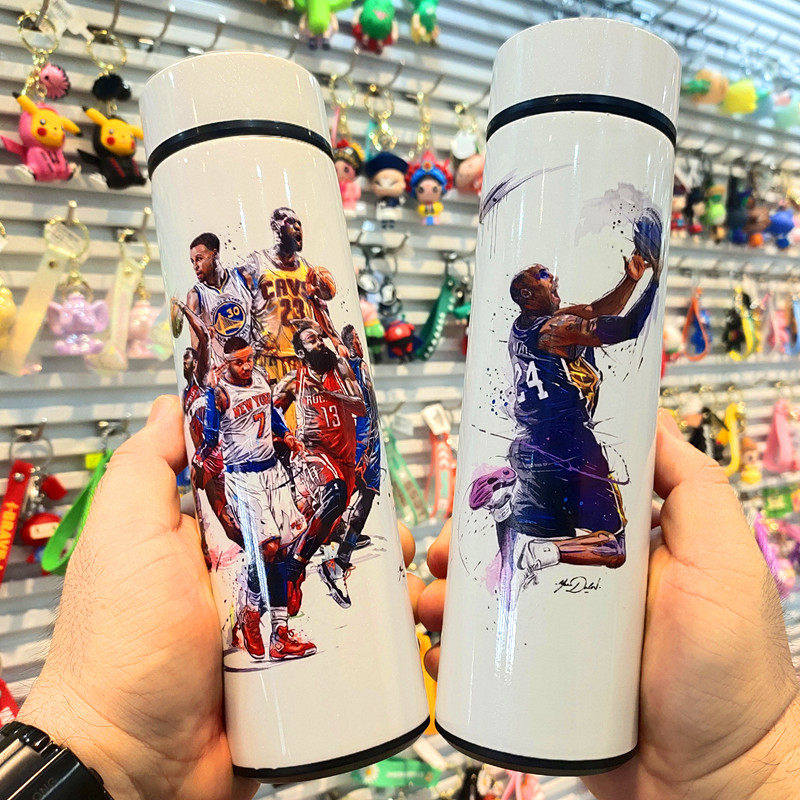 篮球保温杯304不锈钢NBA球星科比库里詹姆斯个性手绘随身茶水杯子