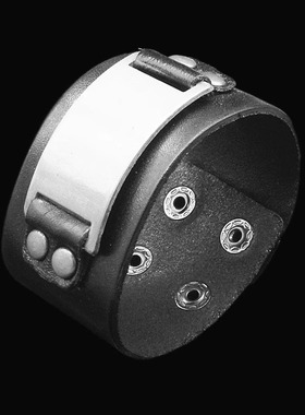 新创意个性银灰色牛皮朋克风手镯