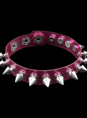 银色双层子弹头铆钉塑料朋克手链