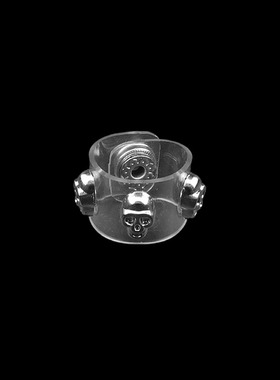 枪黑骷髅鬼头无色透明软塑料戒指