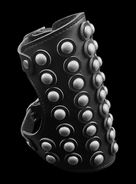 圆盘皮灰色蘑菇钉闪耀朋克风手链