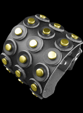 高平圆钉朋克黑柔软圆皮轻巧手链