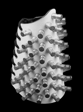 圆柱长条螺丝扣白色荔枝纹皮手链