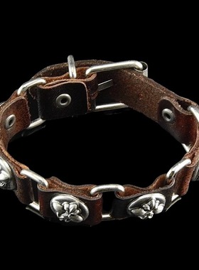 棕色杀马特复古银灰十字手链手环