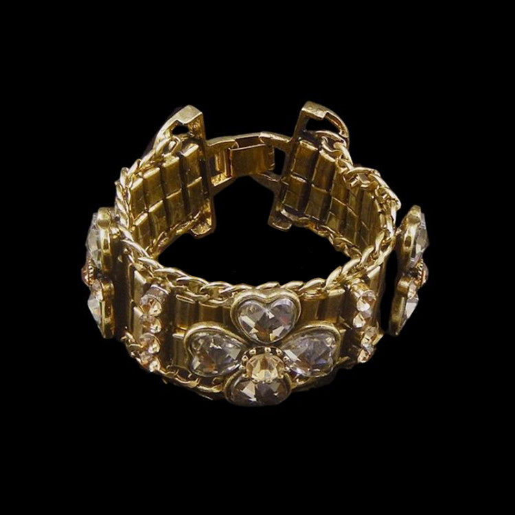 合金贵气水钻古铜色夜店个性复古重量感宫廷手链女饰品潮手镯道具