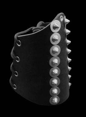 合金伞形钉圆形垫片黑皮朋克手链