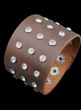 闪亮小水钻星星咖啡棕色朋克手链