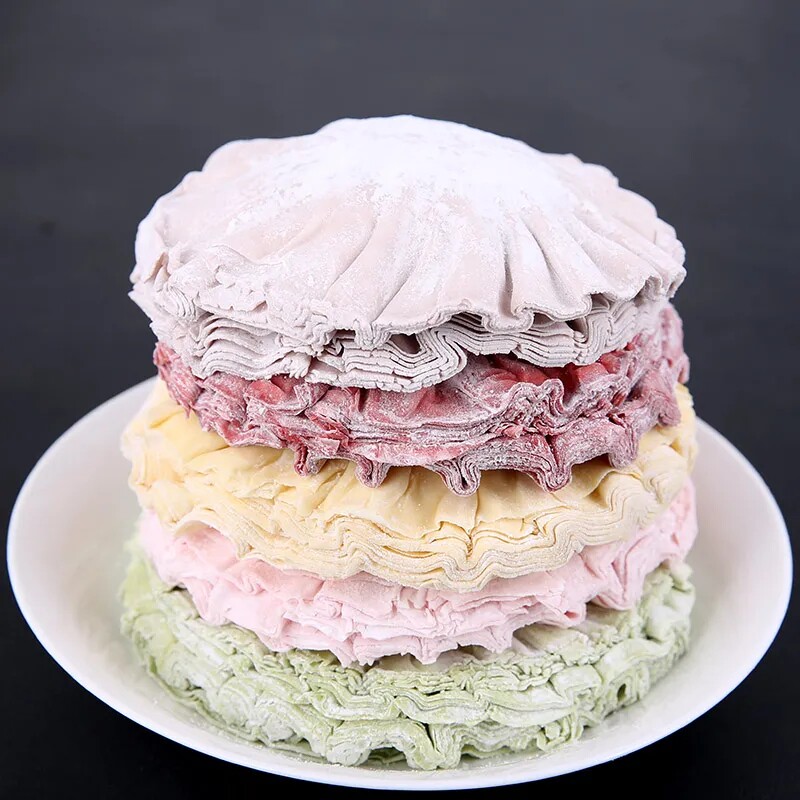 呼市烧麦皮550g超薄内蒙古羊肉果蔬彩色烧卖皮子压花边点心早餐