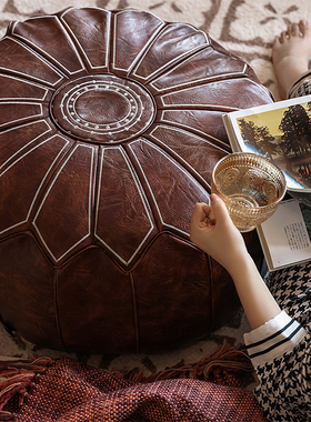 摩洛哥坐墩打坐冥想专用大坐垫家用榻榻米垫子懒人圆形蒲团坐垫套