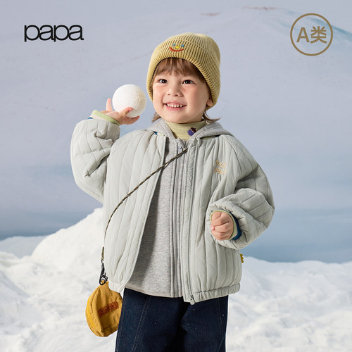 papa爬爬冬防泼水易去污棉服外套