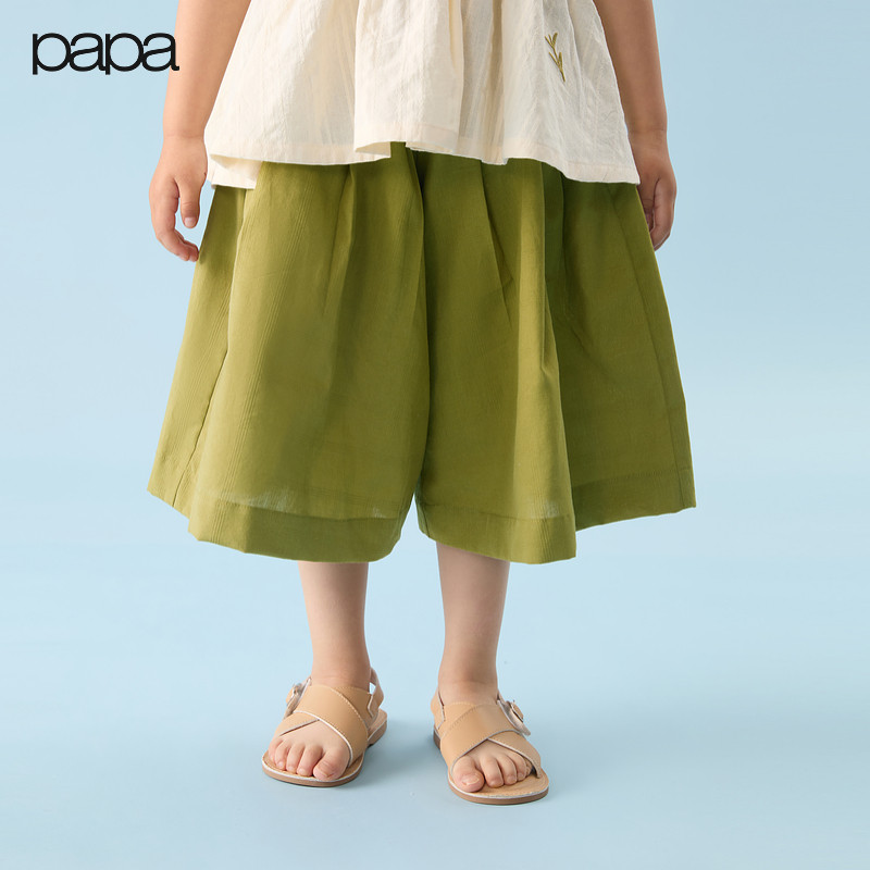 papa爬爬夏季儿童七分裤廓形女童纯棉肌理感裤子刺绣图案,童装/婴儿装/亲子装,裤子,淘宝优惠券,粉丝福利购,淘宝优惠卷