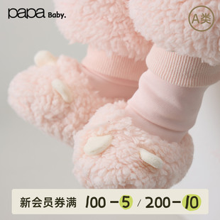 papa爬爬冬季 婴儿脚套加绒加厚保暖舒适可爱云朵绒夹棉 新品