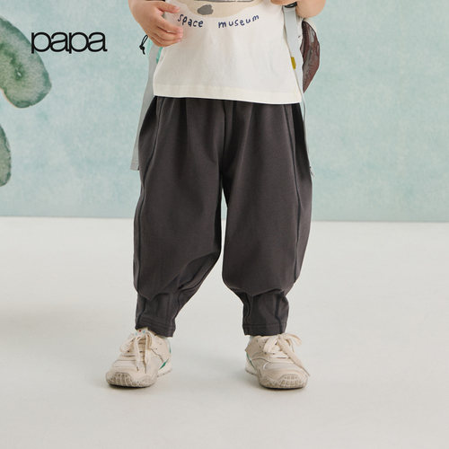 papa夏季儿童裤子透气亲肤速干