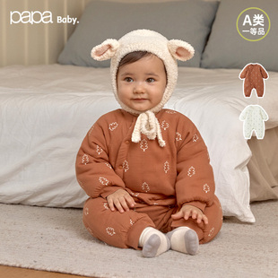 男女宝宝连体衣可爱休闲保暖夹棉爬服 papa爬爬冬季 商场同款