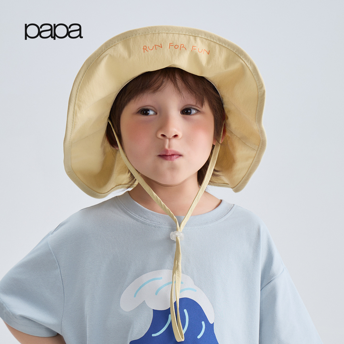 【新品】papa爬爬夏季儿童帽子休闲网眼透气遮阳渔夫帽男女童