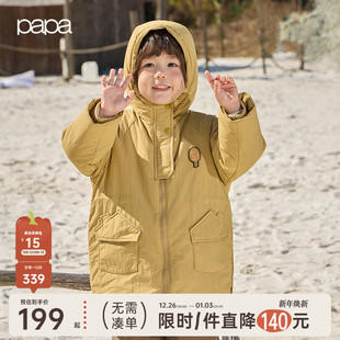 儿童棉服外套加厚男女童中长款 papa爬爬冬季 风衣棉袄保暖 新品