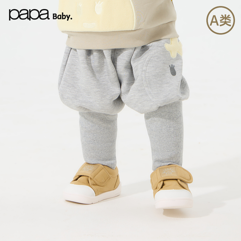【商场同款】papa爬爬秋季宝宝裤子男女宝大屁股裤松紧腰舒适保暖