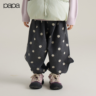 【摇粒绒】papa爬爬冬季宝宝裤子男女宝印花加绒加厚保暖牛仔裤