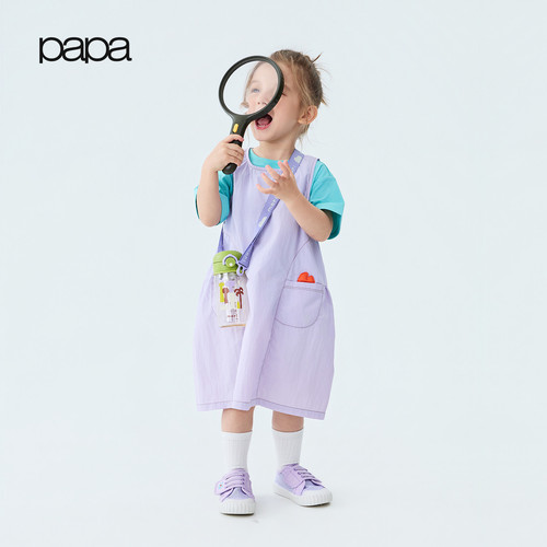 papa夏季女童背心连衣裙抗皱速干