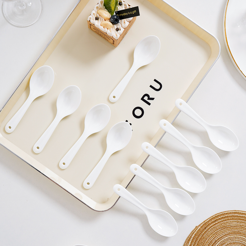 小汤勺家用骨瓷长柄粥勺吃饭勺
