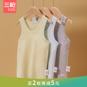 Three-gun children's vest pure cotton spring and summer boys thin section no side seam vest boys and girls bottoming vest