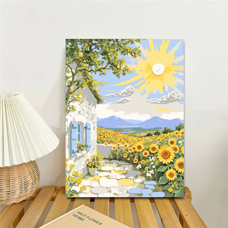 数字油画diy风景鲜花治愈系丙烯手绘客厅卧室轻奢装饰画节日礼物图片