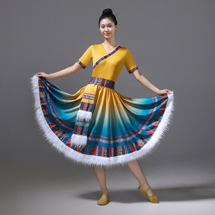 女少数民族舞蹈半身裙艺考练习裙广场舞套装 新款 藏族舞蹈演出服装