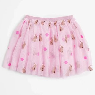 澳洲女童短裙外贸原单小兔子半身裙宝宝可爱甜美小花纱裙