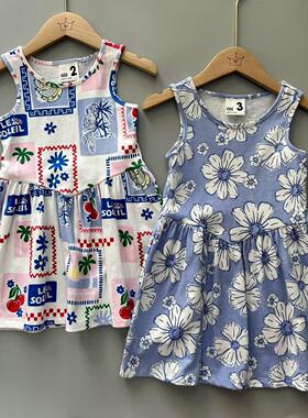 外贸原单儿童背心裙女童碎花裙子夏季拼接樱桃裙cottonon澳洲裙子