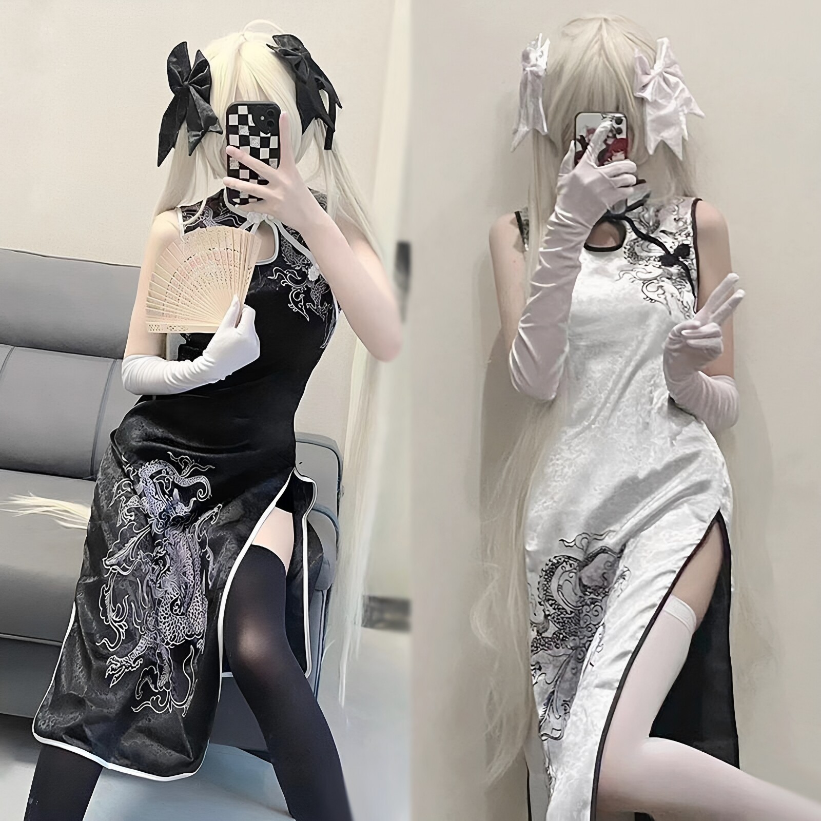 穹妹旗袍中华娘短款旗袍服套装女