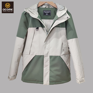 阿珂姆户外羽绒服加厚保暖鹅绒服休闲潮流外穿极寒滑雪派克外套