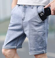 Summer thin men's denim shorts, straight-leg anti-theft zipper pocket, loose, casual, comfortable and elastic 5-inch mid-length pants thumbnail 8