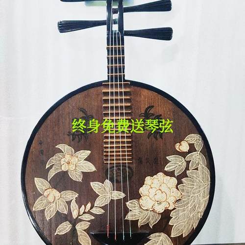 红木梧桐木月琴乐器复古纯手绘阮