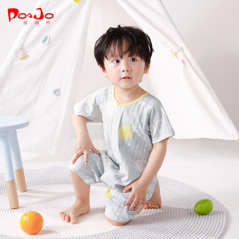 皮偌乔婴儿连体衣夏季薄款宝宝背心包屁衣男女婴幼儿纯棉透气短衣