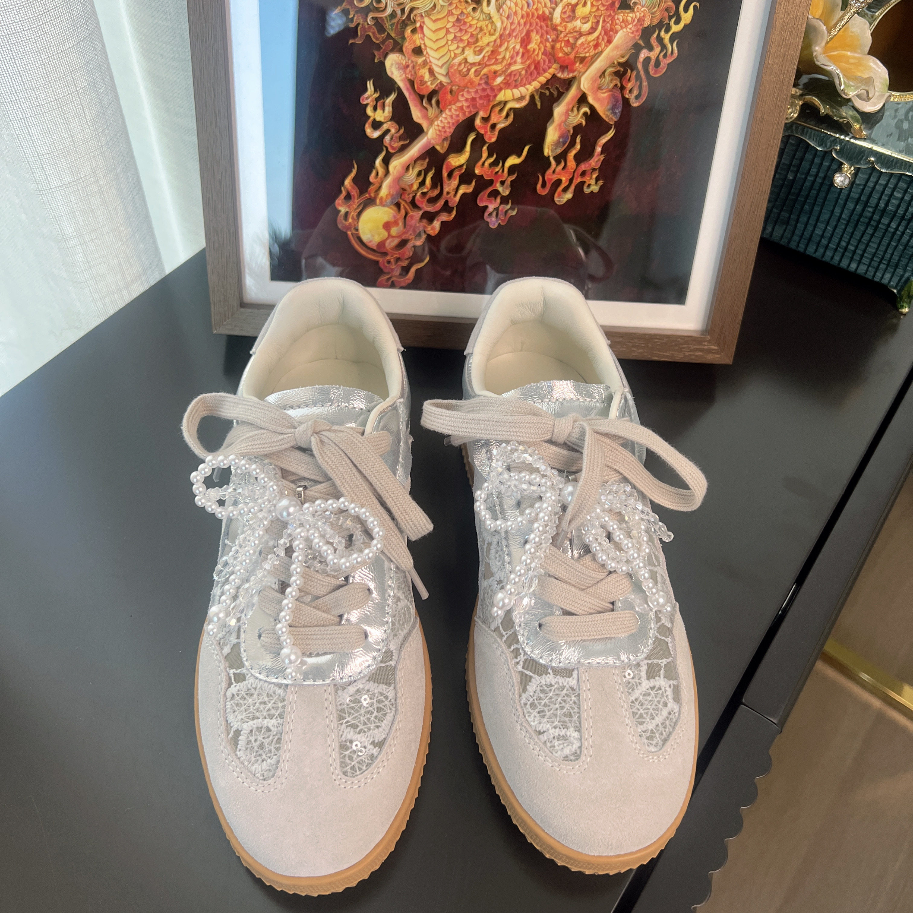 镂空蕾丝网百搭运动德训鞋女鞋S29S988302