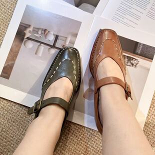 水洗马臀皮复古单鞋 S30S697011