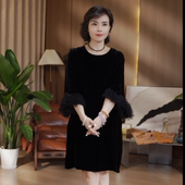 高定100%真丝丝绒长裙S29YS262002