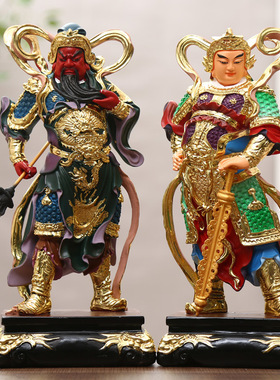 树脂鎏金佛像 38cm关公韦陀护法16寸珈蓝神像 敦煌彩关公韦陀菩萨