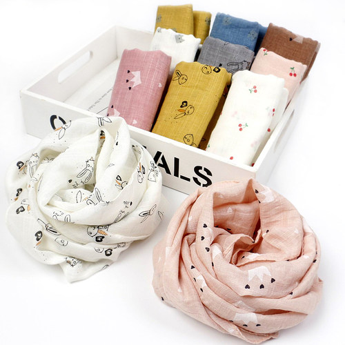 秋冬季薄款儿童围巾男皇冠棉麻